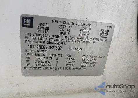 2016 GMC Sierra 2500Hd из США, поврежденный, VIN 1GT12REG2GF226881